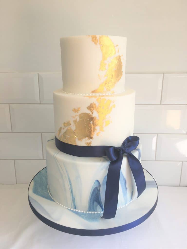 Navy Marble and Gold Leaf